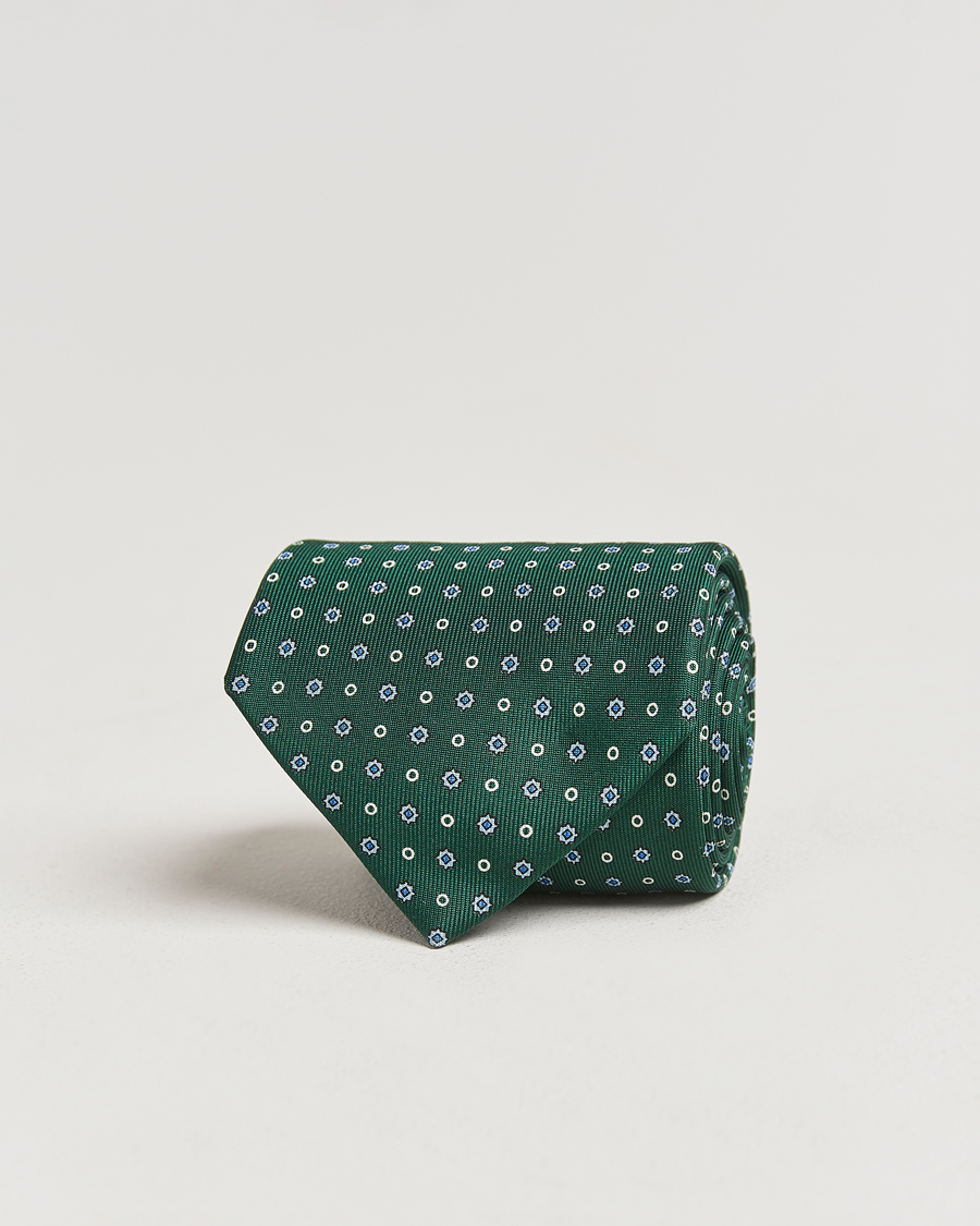 Herr | E. Marinella 3-Fold Printed Silk Tie Dark Green | E. Marinella | 3-Fold Printed Silk Tie Dark Green