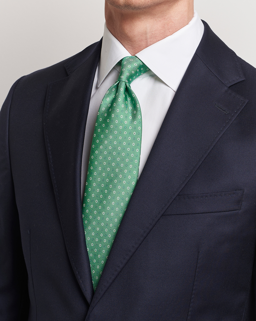 Herr | Slipsar | E. Marinella | 3-Fold Printed Silk Tie Green