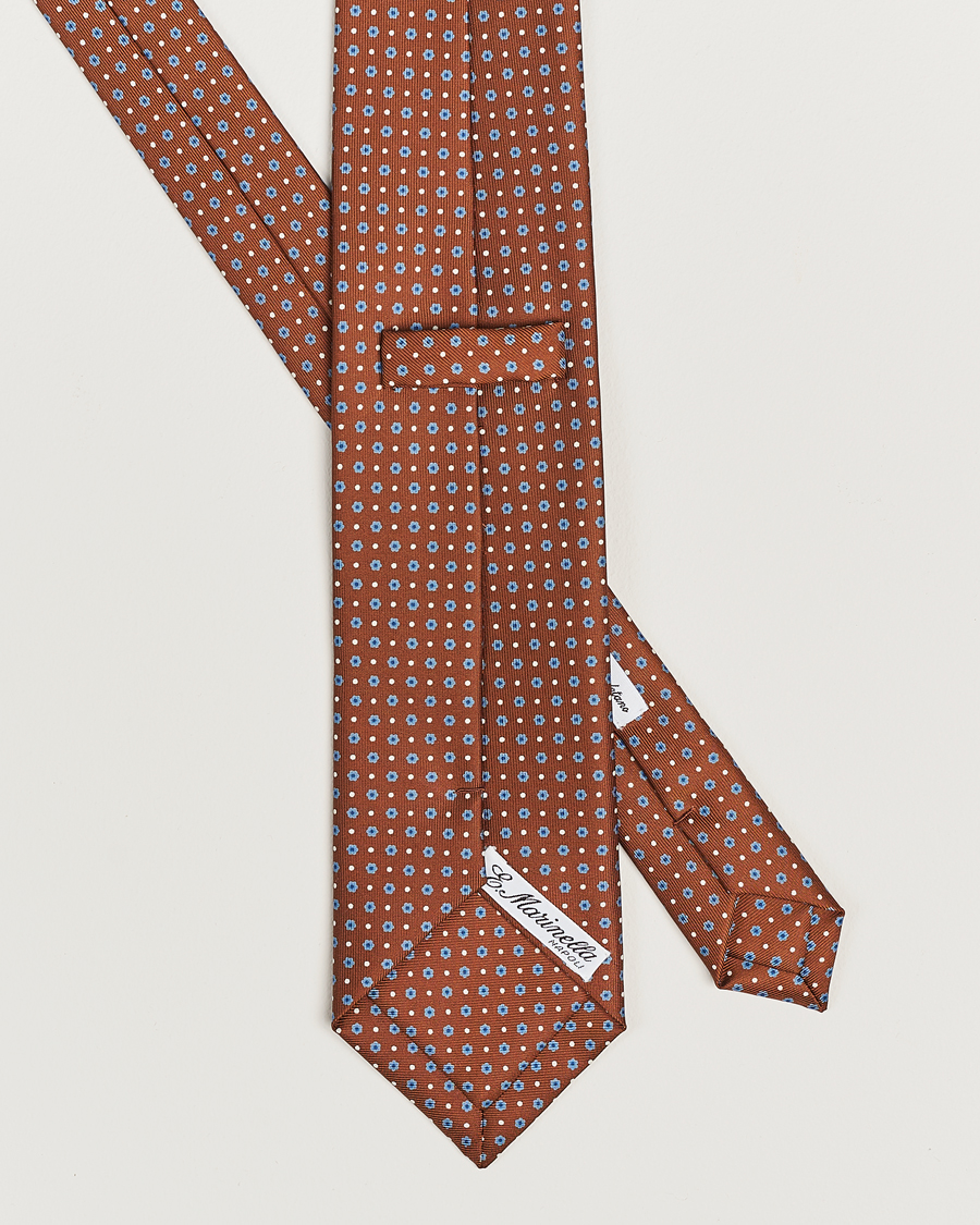 Herr | Accessoarer | E. Marinella | 3-Fold Printed Silk Tie Brown