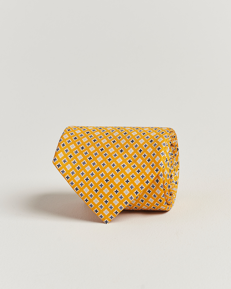 Herr | E. Marinella 3-Fold Printed Silk Tie Yellow | E. Marinella | 3-Fold Printed Silk Tie Yellow