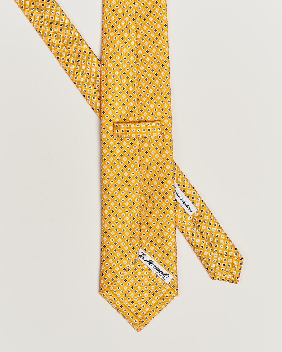 Herr | Slipsar | E. Marinella | 3-Fold Printed Silk Tie Yellow