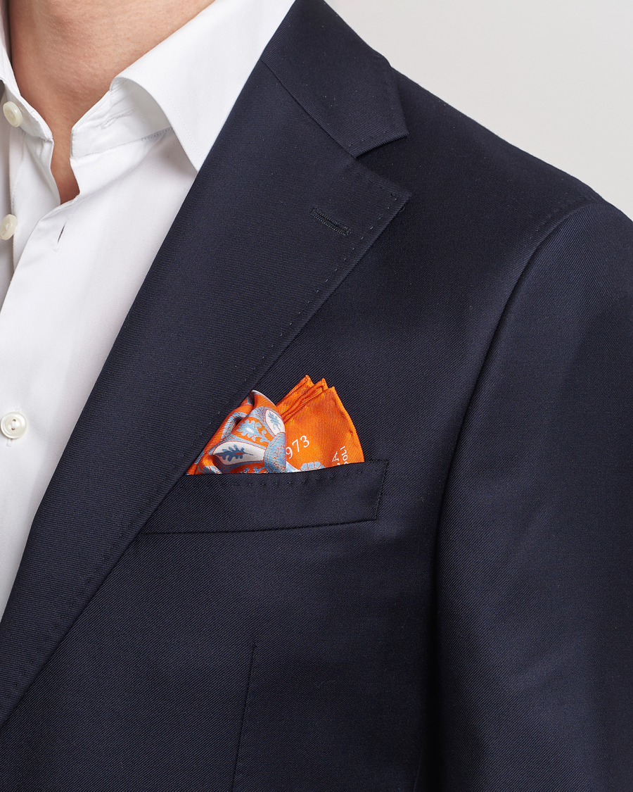 Herr | E. Marinella Archive Printed Silk Pocket Square Orange | E. Marinella | Archive Printed Silk Pocket Square Orange