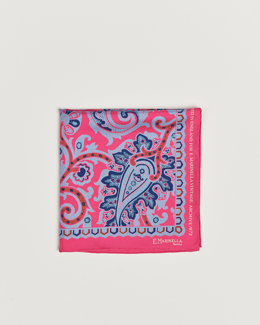 Herr | Accessoarer | E. Marinella | Archive Printed Silk Pocket Square Pink