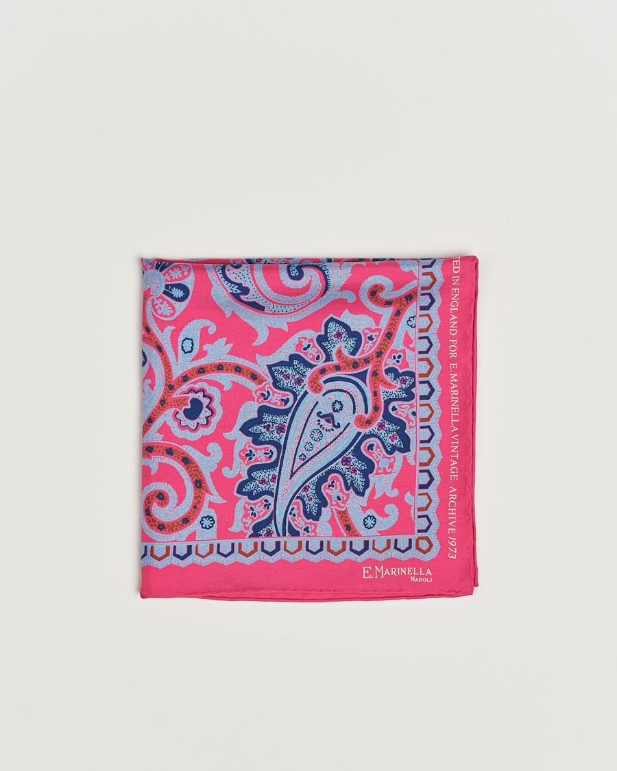 Herr | E. Marinella Archive Printed Silk Pocket Square Pink | E. Marinella | Archive Printed Silk Pocket Square Pink