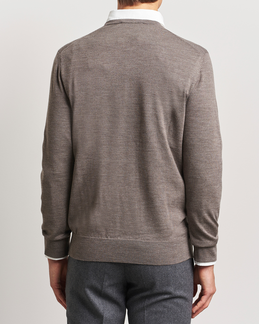 Herr | Tröjor | Charles Tyrwhitt | Pure Merino V-Neck Jumper Mocha