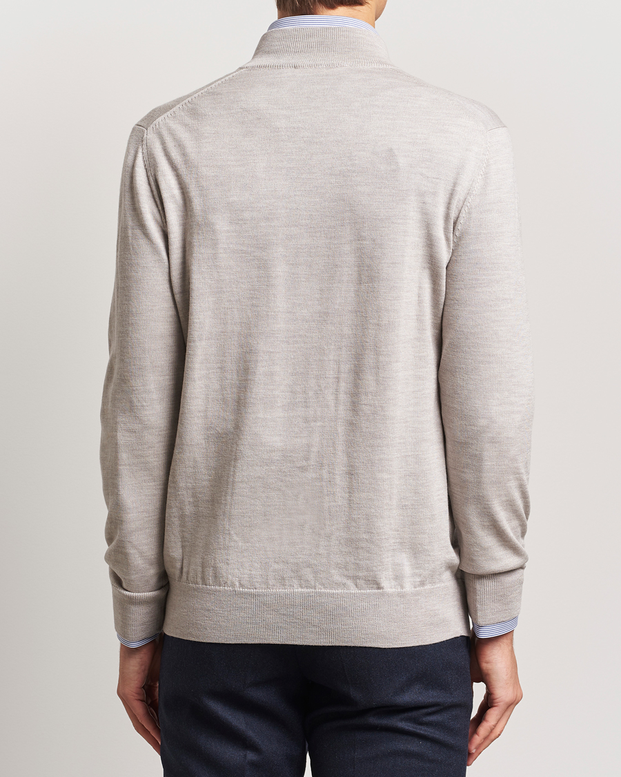 Herr | Tröjor | Charles Tyrwhitt | Pure Merino Zip Neck Jumper Limestone