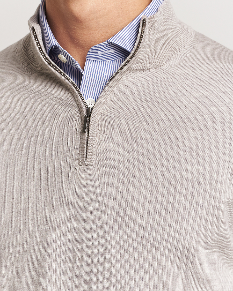 Herr | Tröjor | Charles Tyrwhitt | Pure Merino Zip Neck Jumper Limestone