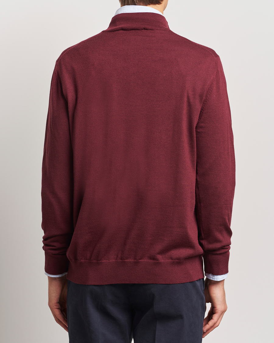 Herr | Tröjor | Charles Tyrwhitt | Pure Merino Zip Neck Jumper Burgundy Red