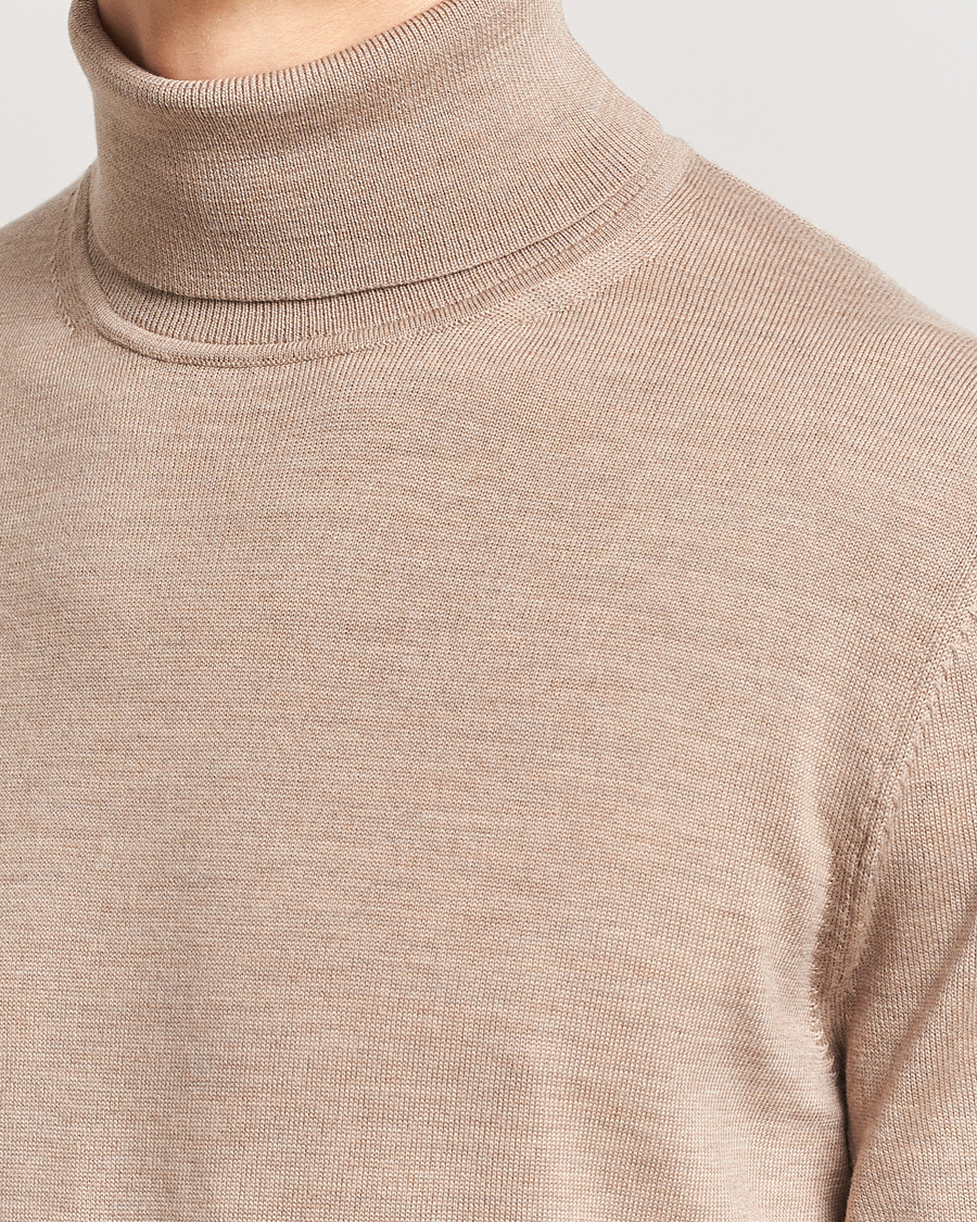 Herr | Tröjor | Charles Tyrwhitt | Pure Merino Roll Neck Jumper Oatmeal