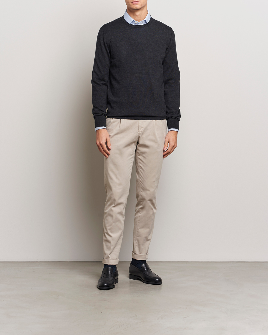 Herr | Tröjor | Charles Tyrwhitt | Pure Merino Crew Neck Jumper Dark Charcoal
