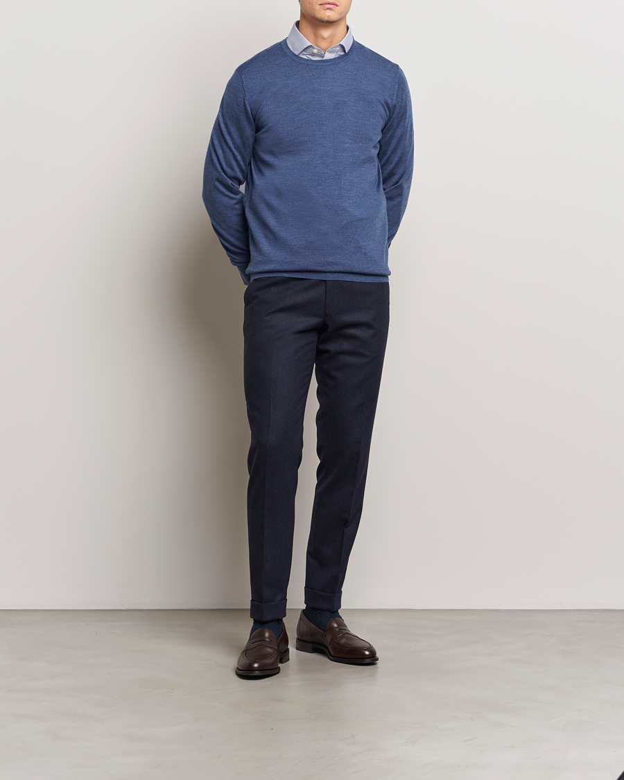 Herr | Tröjor | Charles Tyrwhitt | Pure Merino Crew Neck Jumper Indigo Blue