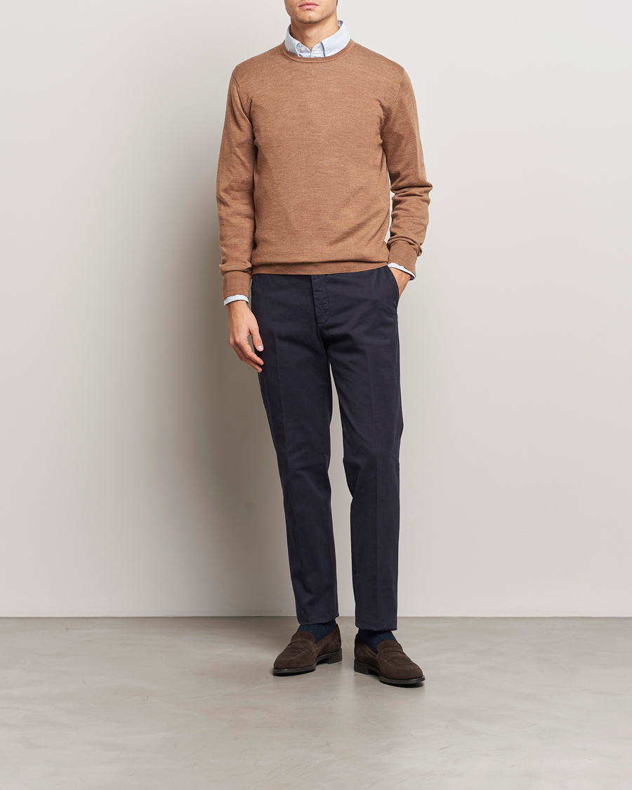 Herr | Tröjor | Charles Tyrwhitt | Pure Merino Crew Neck Jumper Sand