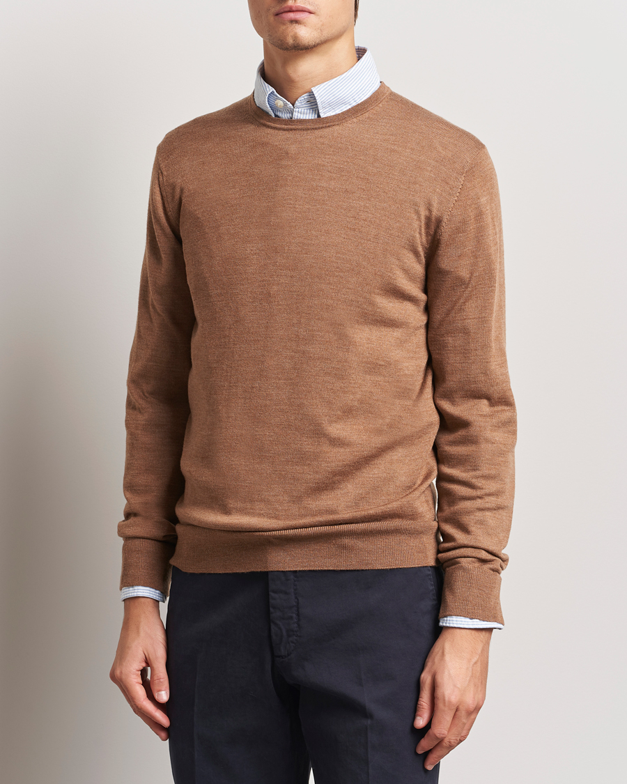 Herr | Tröjor | Charles Tyrwhitt | Pure Merino Crew Neck Jumper Sand