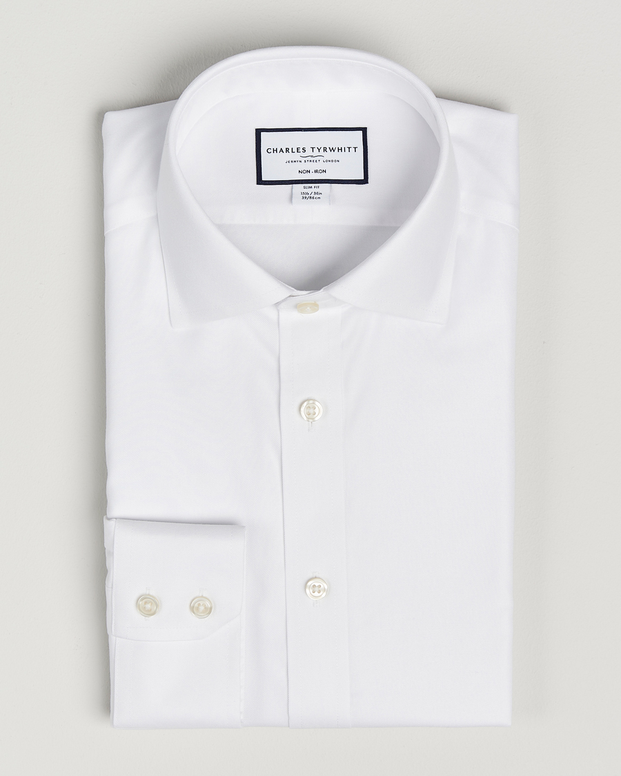 Herr | Skjortor | Charles Tyrwhitt | Slim Fit Non Iron Cotton Twill Shirt White