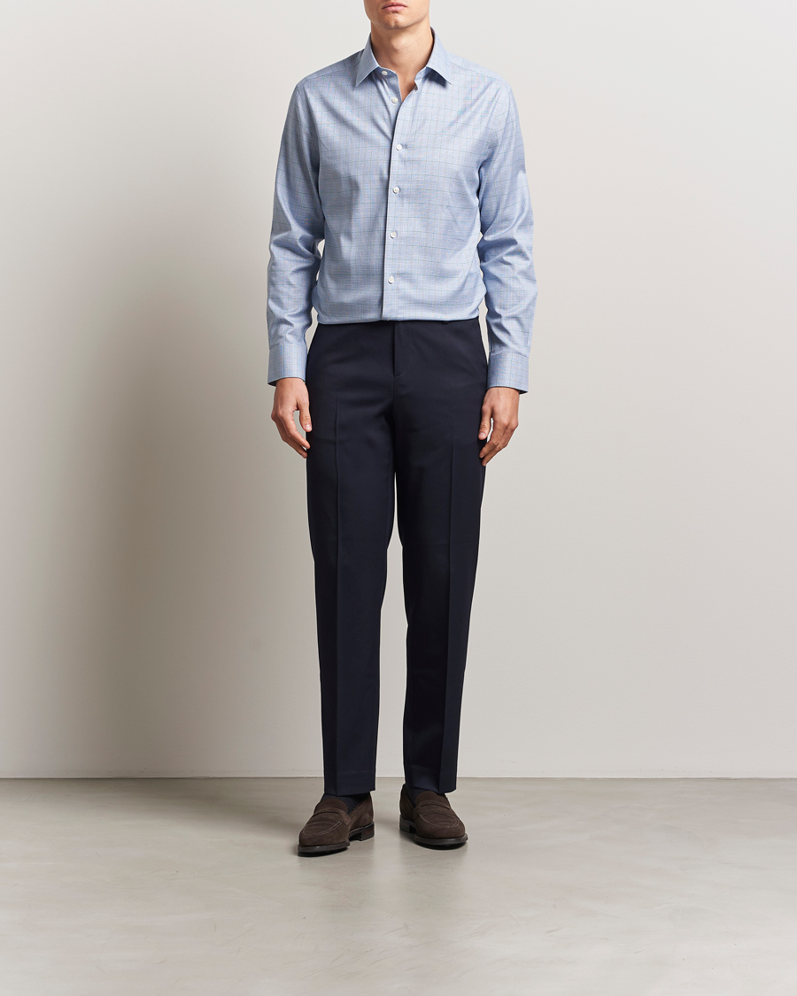 Herr | Skjortor | Charles Tyrwhitt | Slim Fit Non Iron Prince of Wales Shirt Indigo Blue