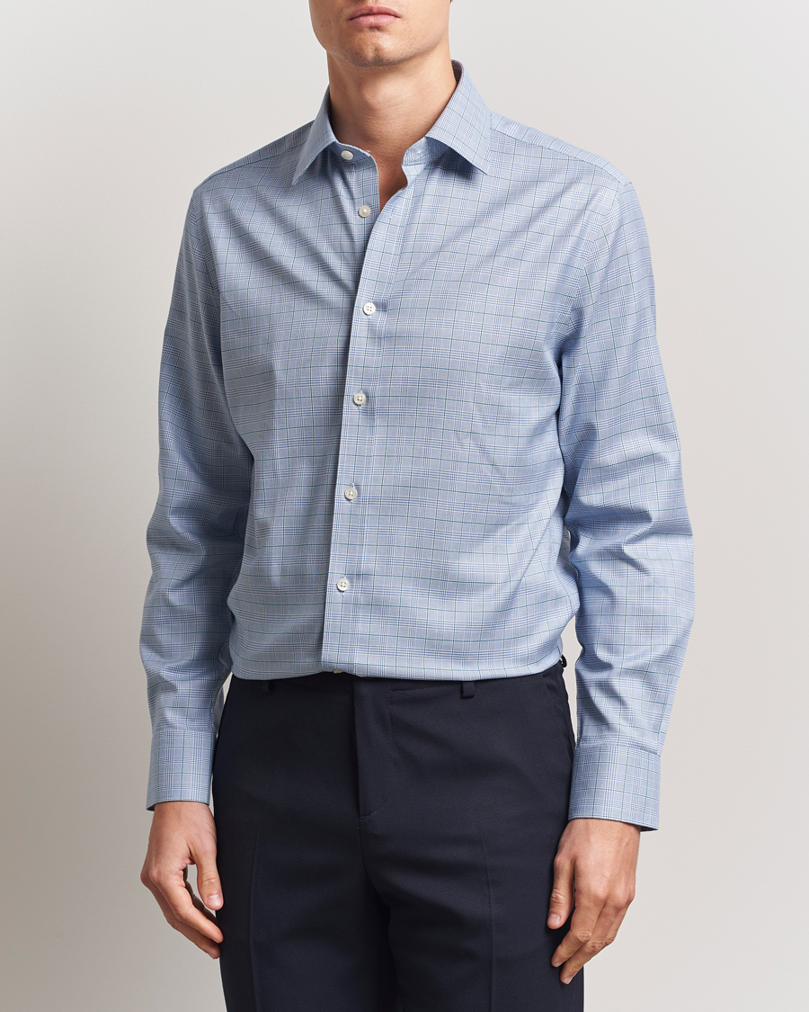 Herr | Skjortor | Charles Tyrwhitt | Slim Fit Non Iron Prince of Wales Shirt Indigo Blue