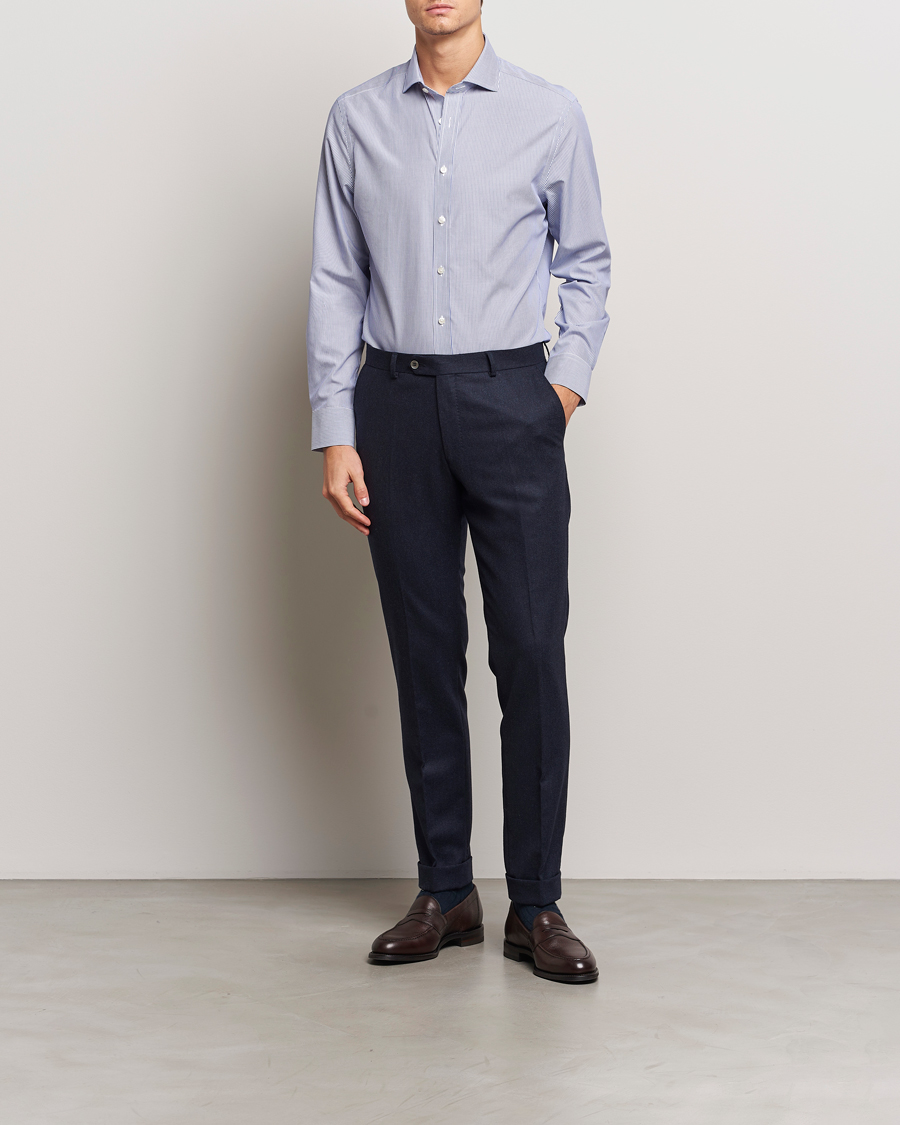 Herr | Skjortor | Charles Tyrwhitt | Slim Fit Non Iron Bengal Stripe Poplin Shirt Navy