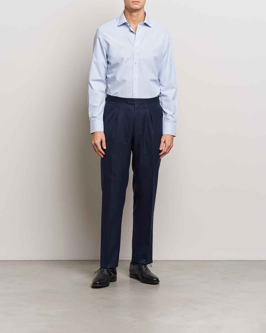 Herr | Skjortor | Charles Tyrwhitt | Slim Fit Non Iron Bengal Stripe Poplin Shirt Sky Blue