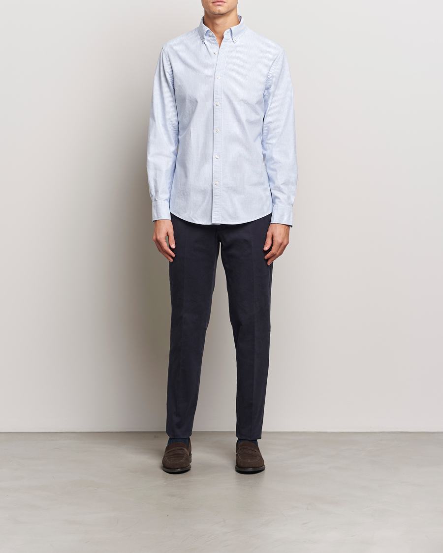 Herr | Skjortor | Charles Tyrwhitt | Button Down Stretch Oxford Shirt Blue/Whte