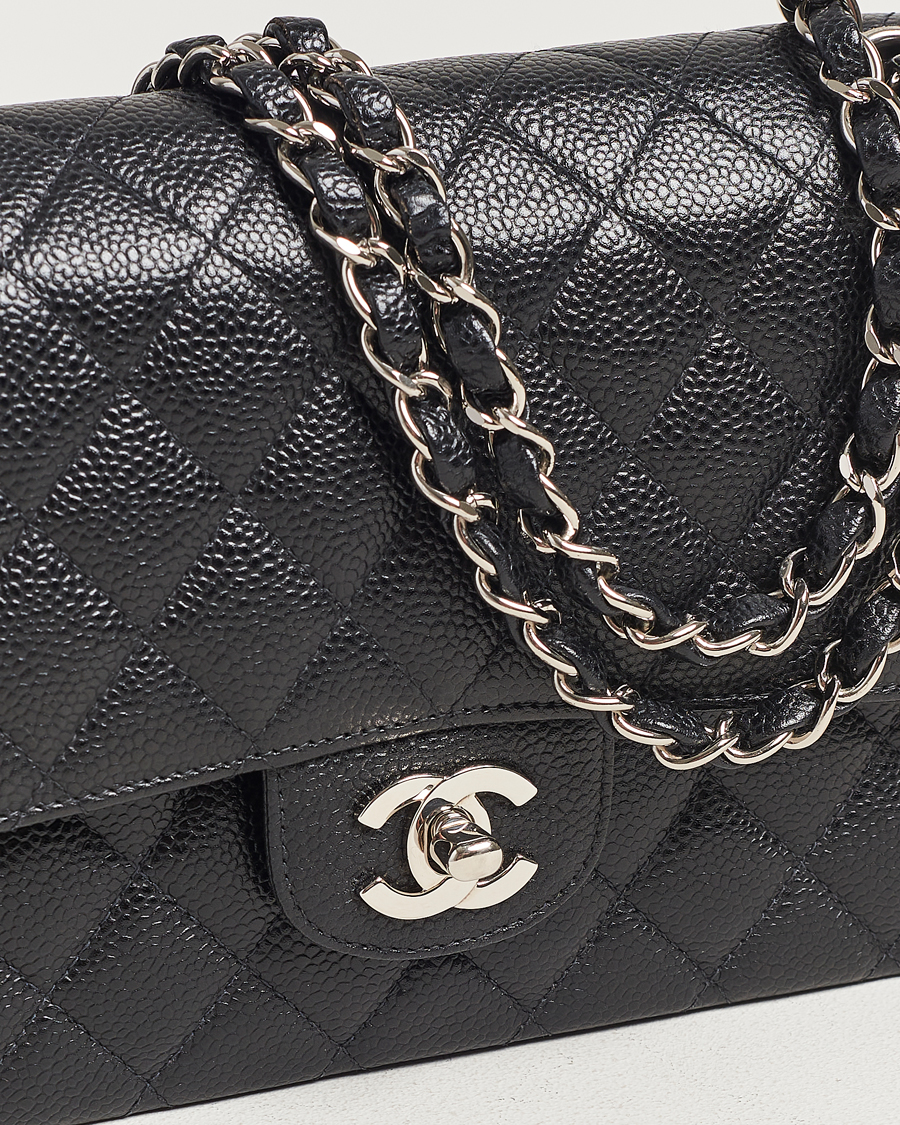 Herr | Chanel Pre-Owned Classic Medium Double Flap Bag Caviar Leather Black | Chanel Pre-Owned | Classic Medium Double Flap Bag Caviar Leather Black