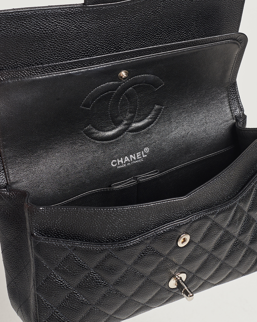 Herr | Chanel Pre-Owned Classic Medium Double Flap Bag Caviar Leather Black | Chanel Pre-Owned | Classic Medium Double Flap Bag Caviar Leather Black
