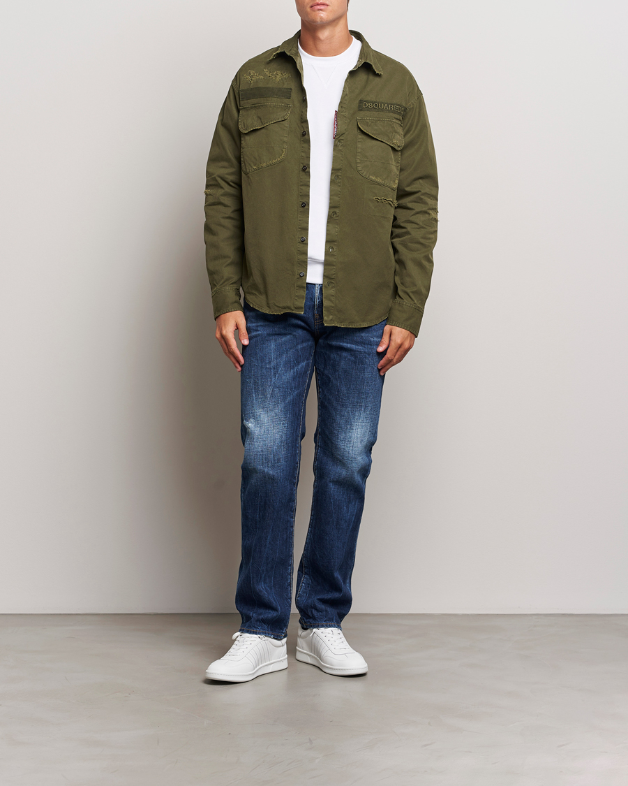 Herr | Skjortor | Dsquared2 | Garment Dyed Ranger Shirt Army Green