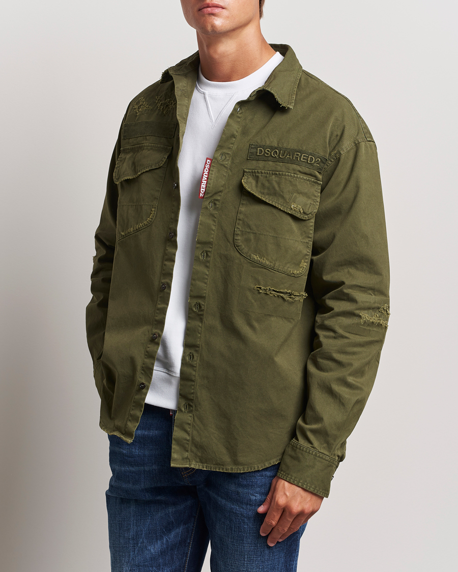 Herr | Skjortor | Dsquared2 | Garment Dyed Ranger Shirt Army Green