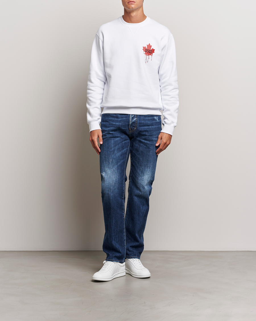 Herr | Tröjor | Dsquared2 | Small Leaf Sweatshirt White