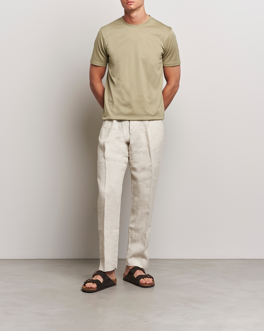 Herr | T-Shirts | Sunspel | Crew Neck Q82 Cotton T-Shirt Pale Khaki