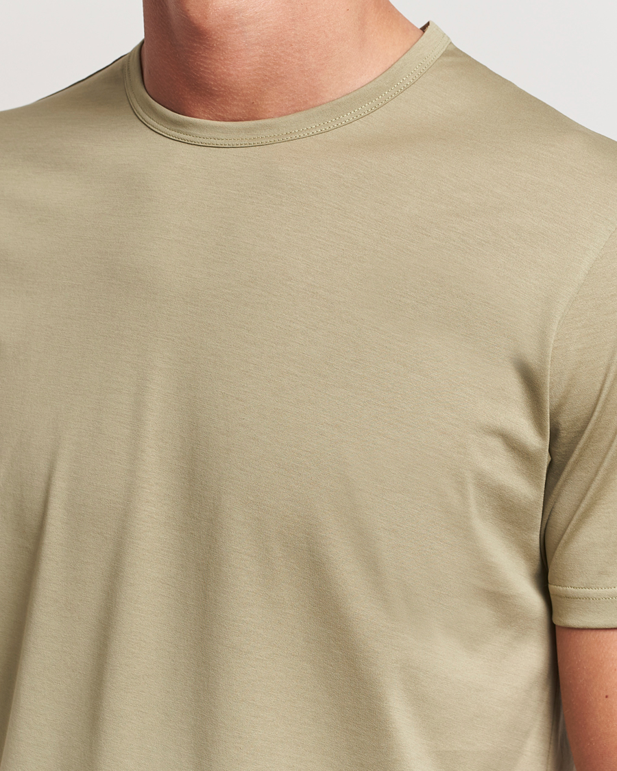 Herr | T-Shirts | Sunspel | Crew Neck Q82 Cotton T-Shirt Pale Khaki