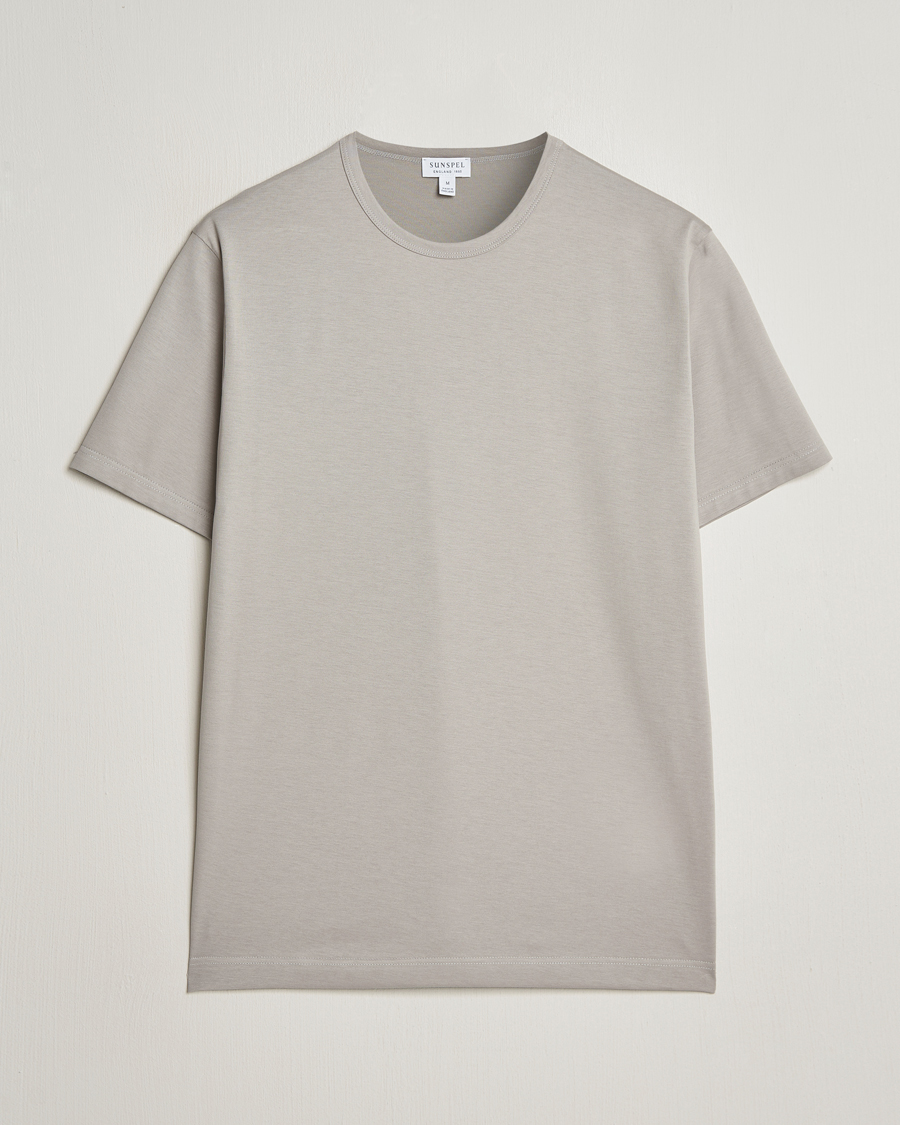 Herr | T-Shirts | Sunspel | Crew Neck Q82 Cotton T-Shirt Mid Grey