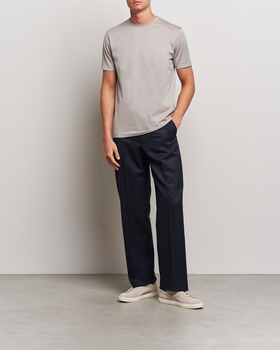 Herr | T-Shirts | Sunspel | Crew Neck Q82 Cotton T-Shirt Mid Grey