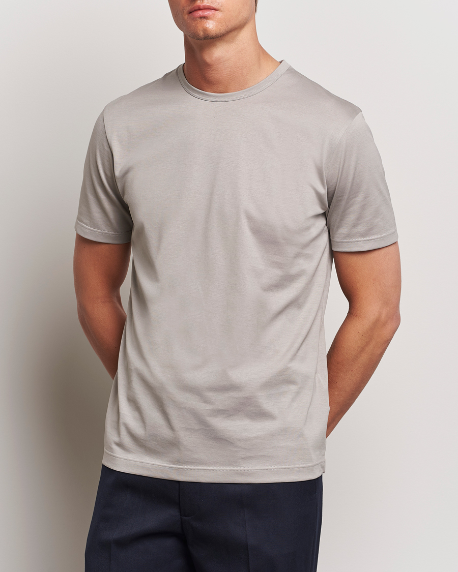 Herr | T-Shirts | Sunspel | Crew Neck Q82 Cotton T-Shirt Mid Grey