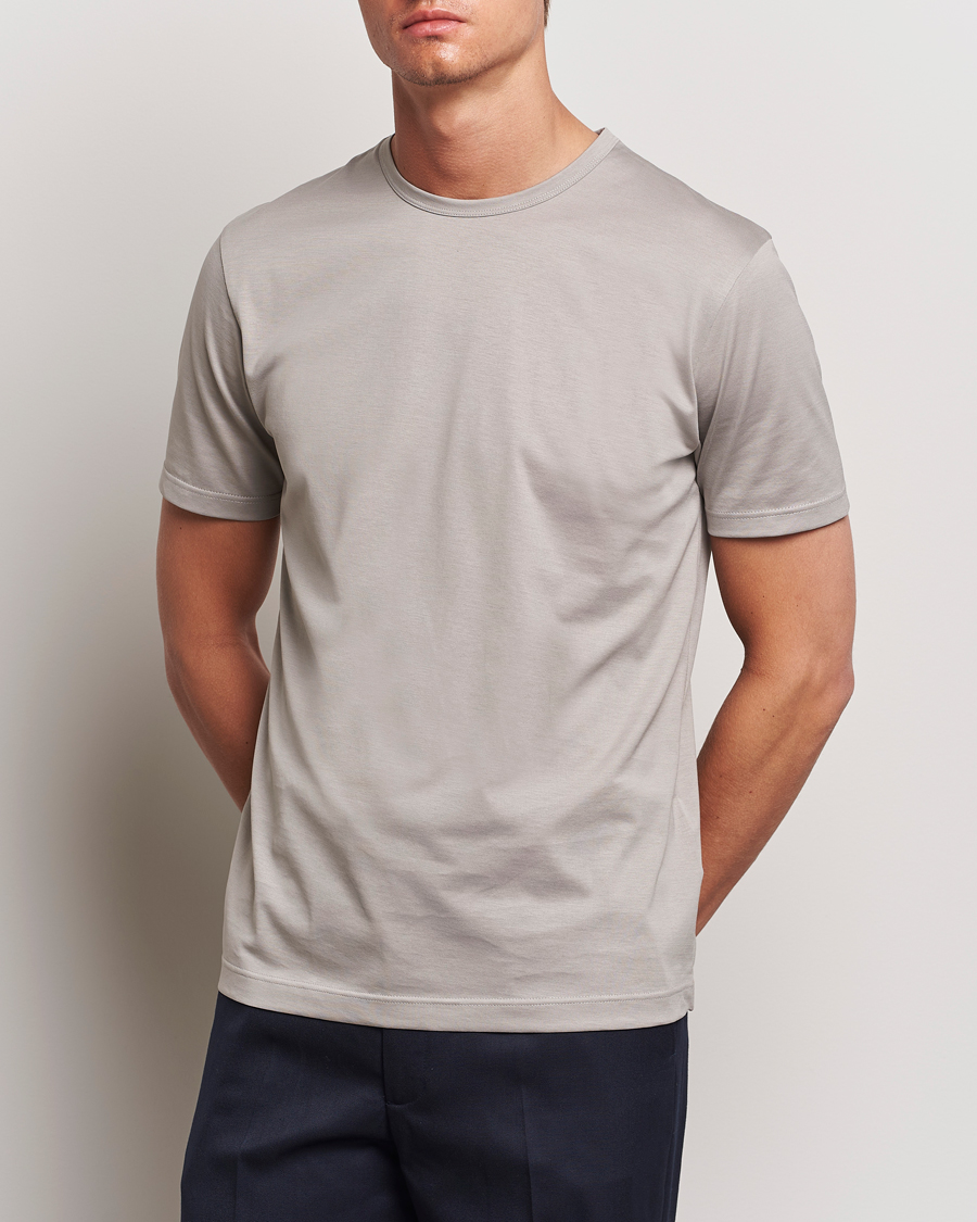 Herr |  | Sunspel | Crew Neck Cotton Tee Mid Grey