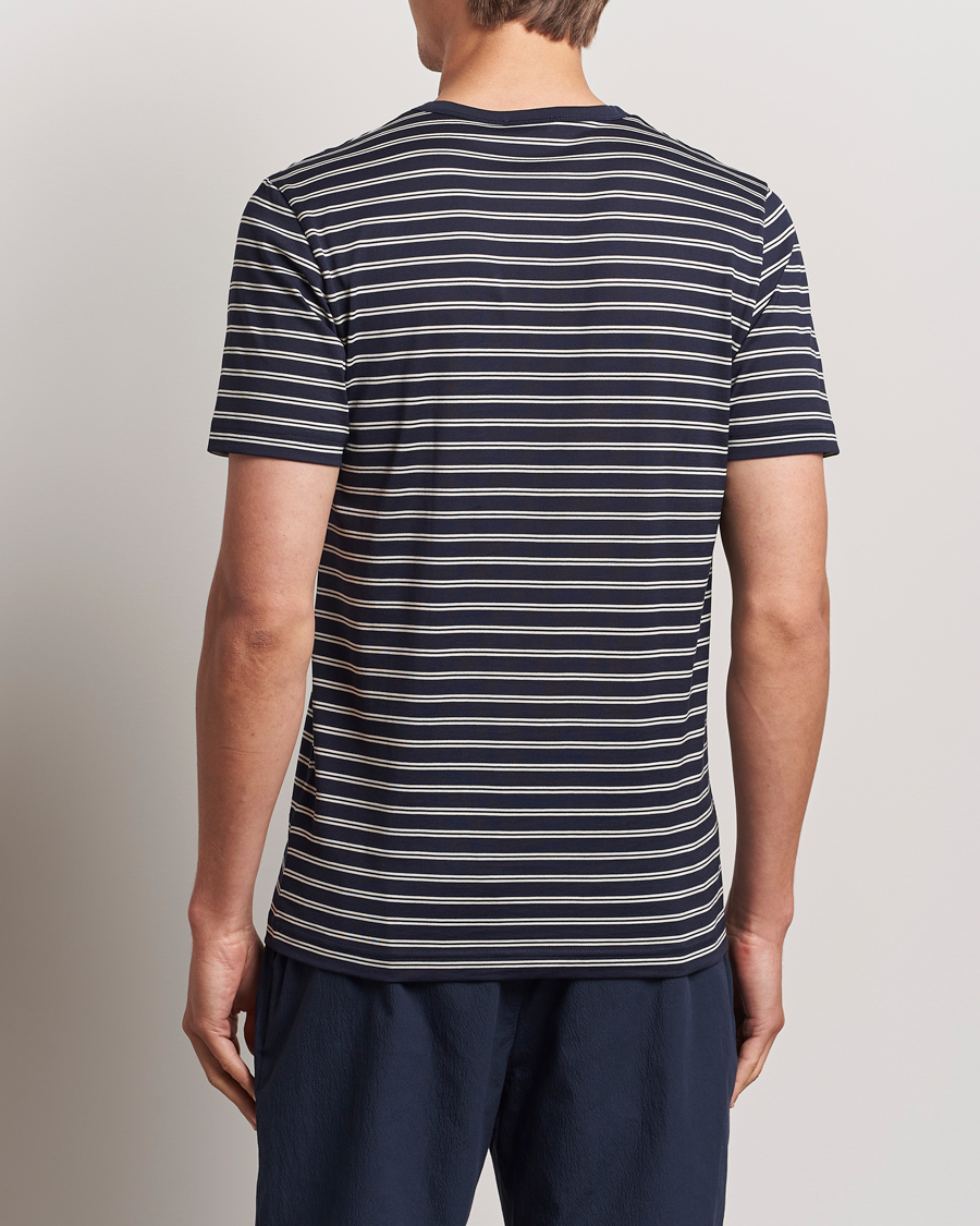 Herr | T-Shirts | Sunspel | Striped Crew Neck Cotton Tee Navy/Ecru