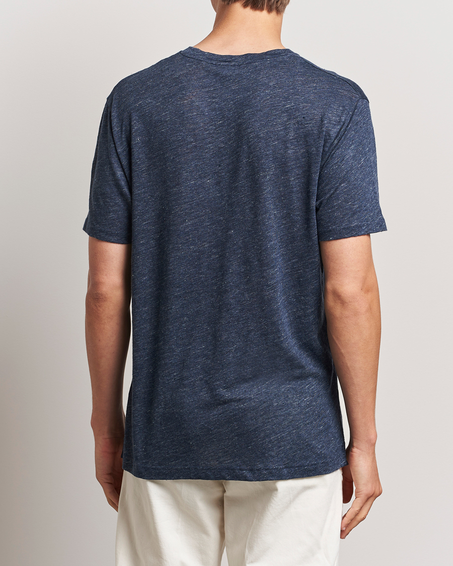 Herr | T-Shirts | Sunspel | Linen T-Shirt Navy Melange