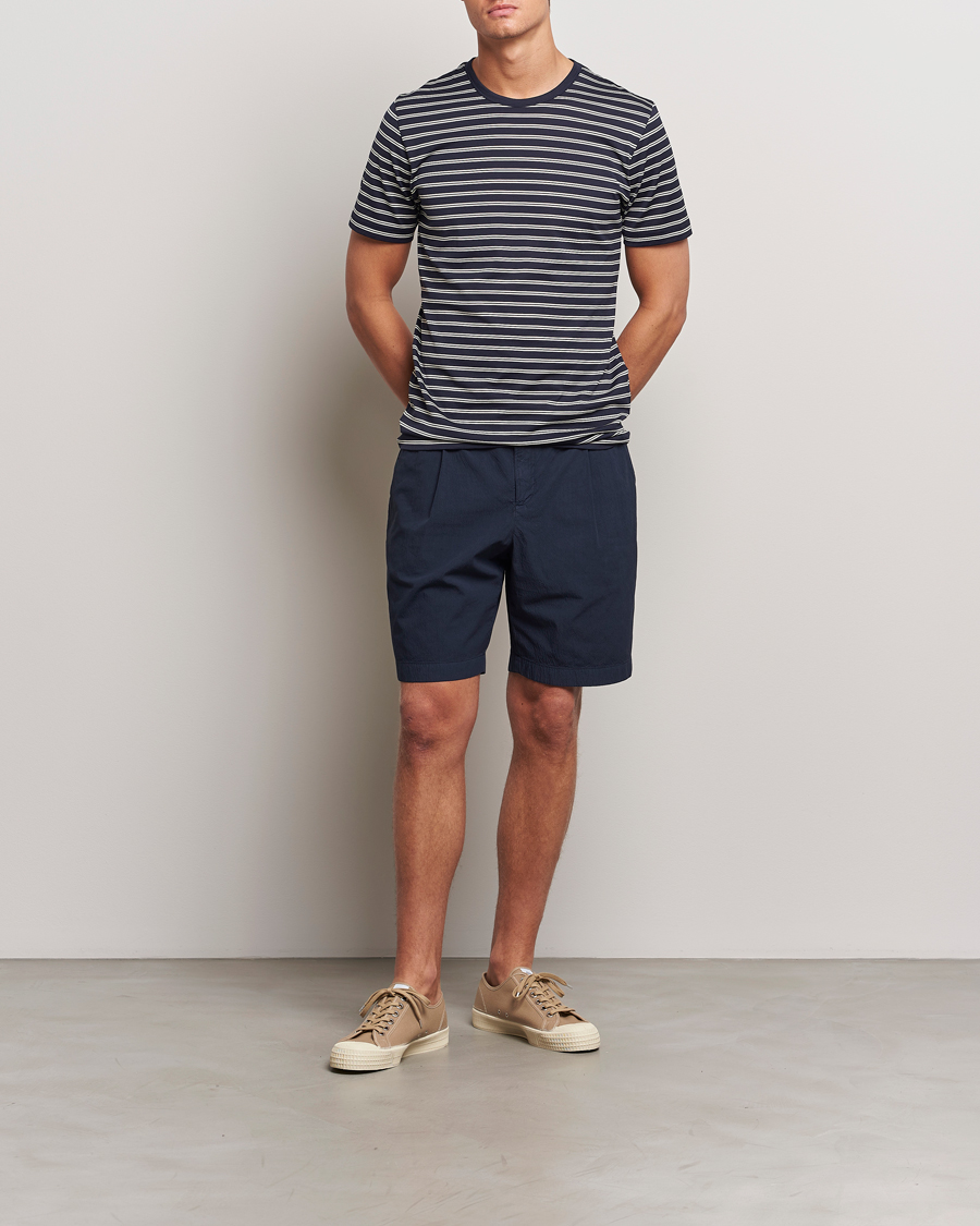 Herr | Shorts | Sunspel | Lightweight Seersucker Shorts Navy