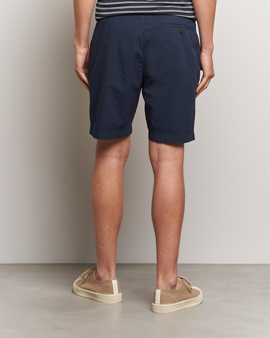 Herr | Shorts | Sunspel | Lightweight Seersucker Shorts Navy