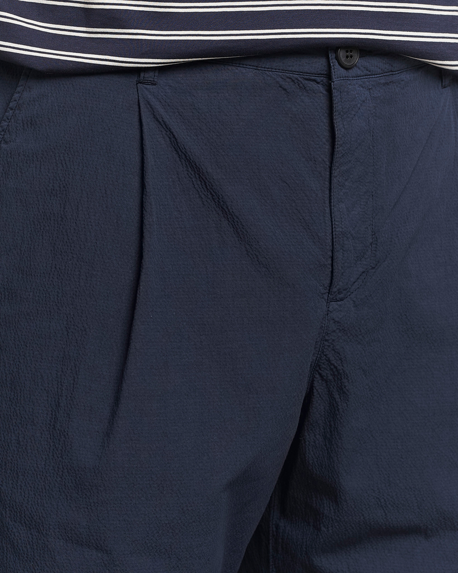 Herr | Shorts | Sunspel | Lightweight Seersucker Shorts Navy