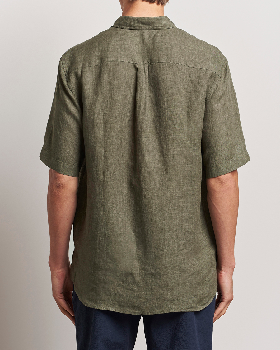 Herr | Skjortor | Sunspel | Short Sleeved Linen Shirt Khaki