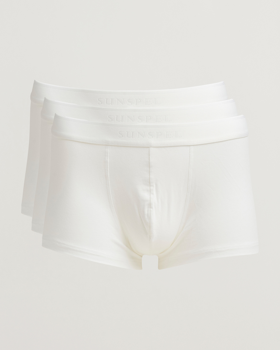 Herr | Underkläder | Sunspel | 3-Pack Cotton Stretch Trunk White