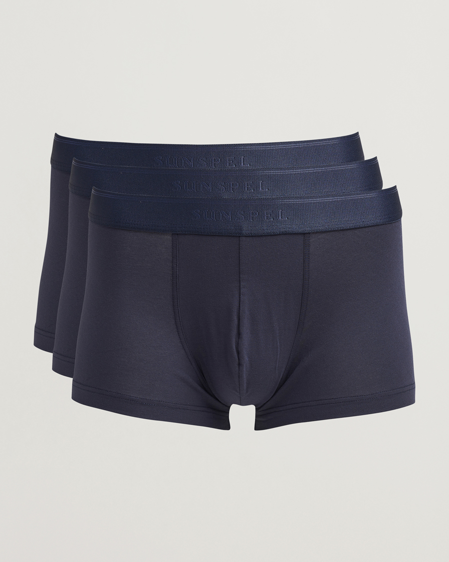 Herr | Underkläder | Sunspel | 3-Pack Cotton Stretch Trunk Navy