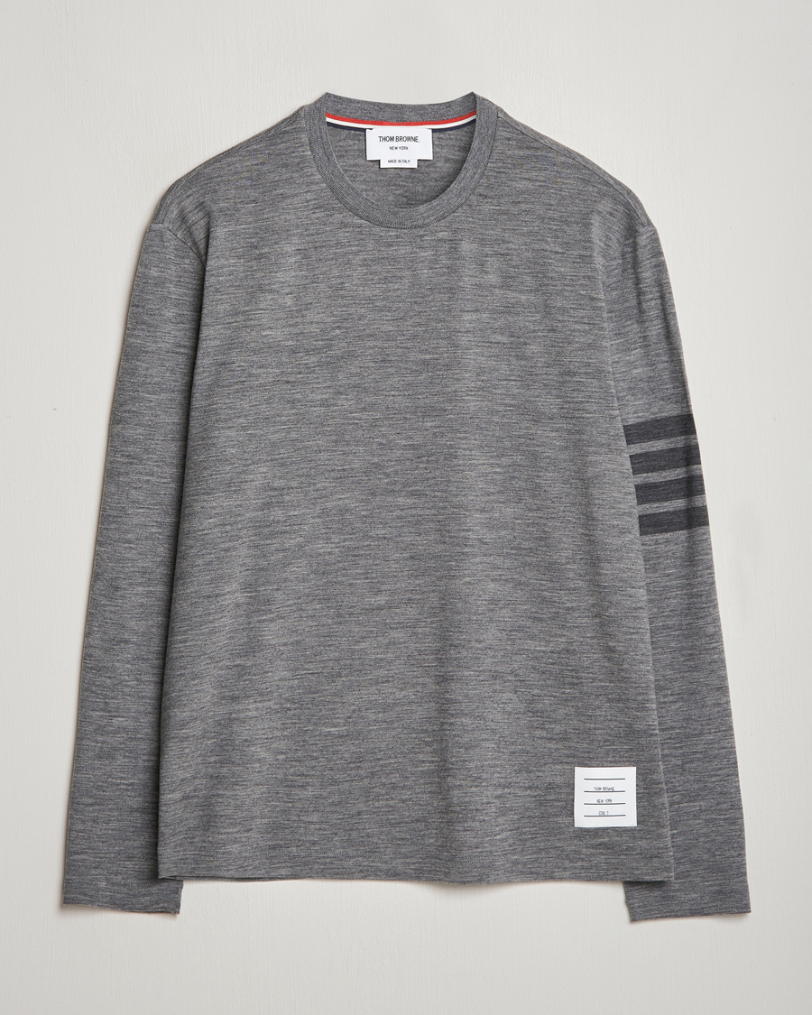 Herr | T-Shirts | Thom Browne | Long Sleeve Wool Jersey T-Shirt Medium Grey