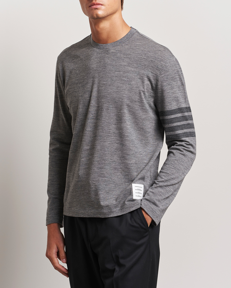 Herr | T-Shirts | Thom Browne | Long Sleeve Wool Jersey T-Shirt Medium Grey