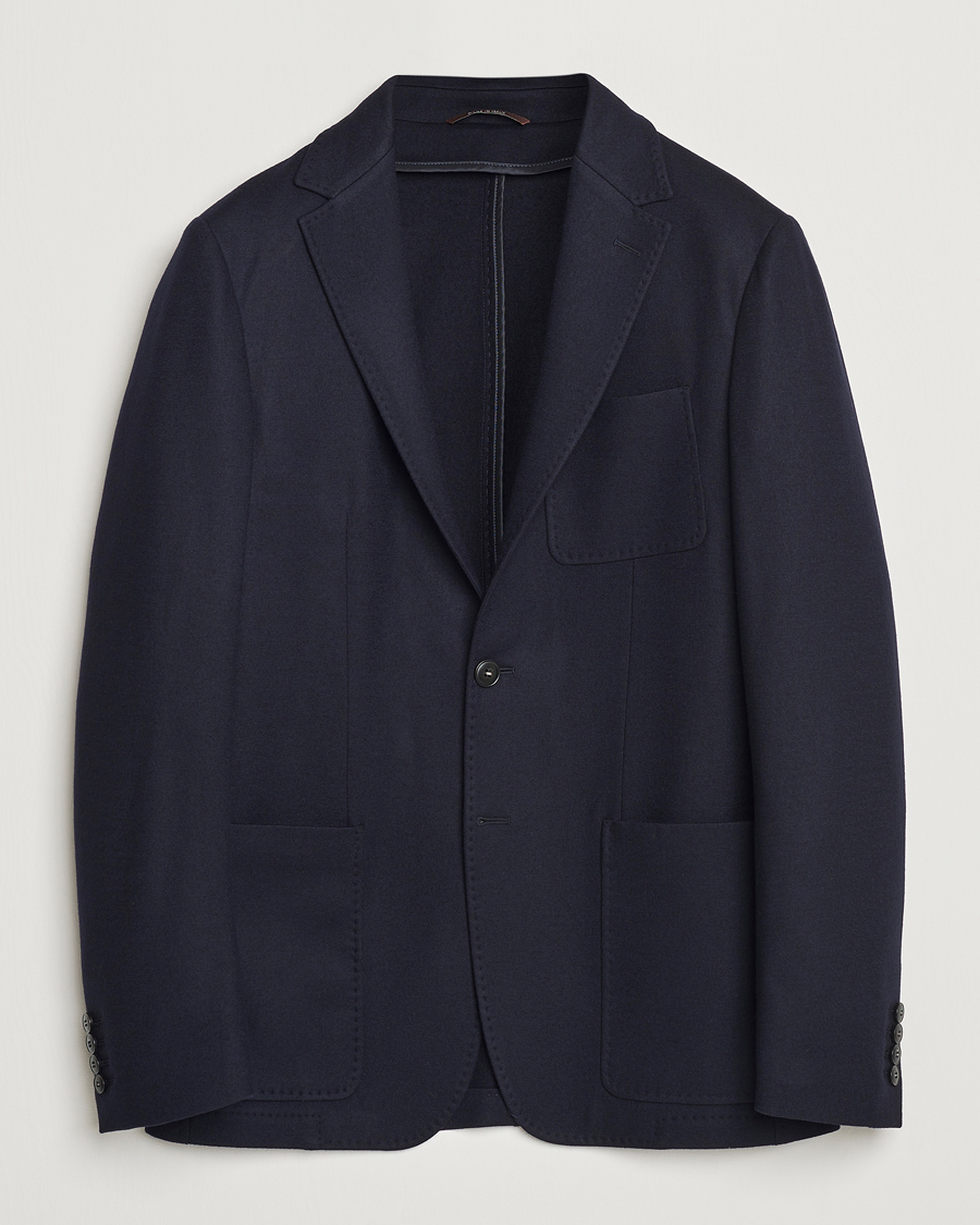 Herr | Kavajer | Canali | Soft Wool Jersey Blazer Navy