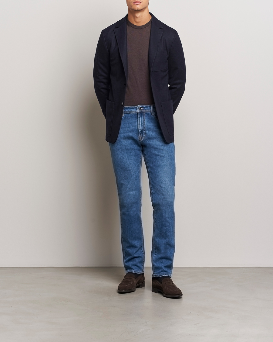 Herr | Kavajer | Canali | Soft Wool Jersey Blazer Navy