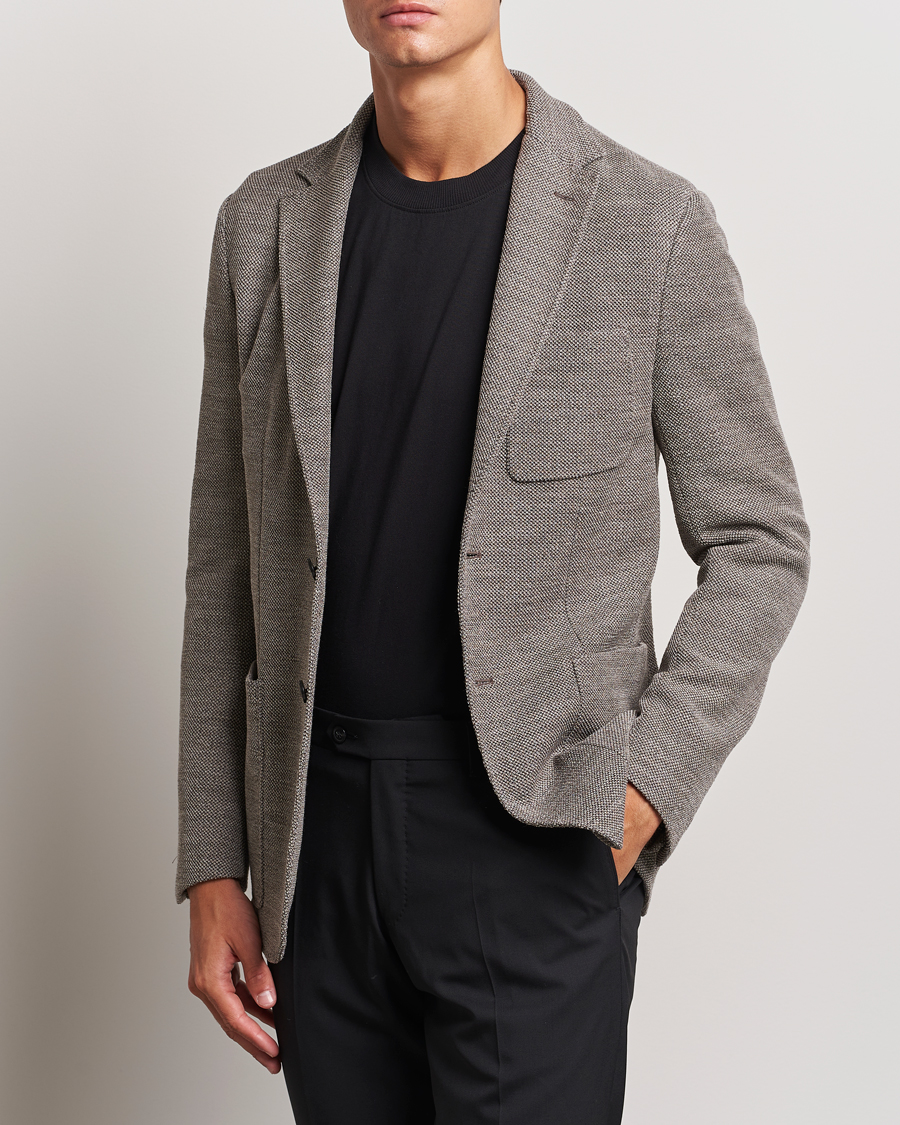 Herr | Kavajer | Canali | Structured Wool Jersey Blazer Beige