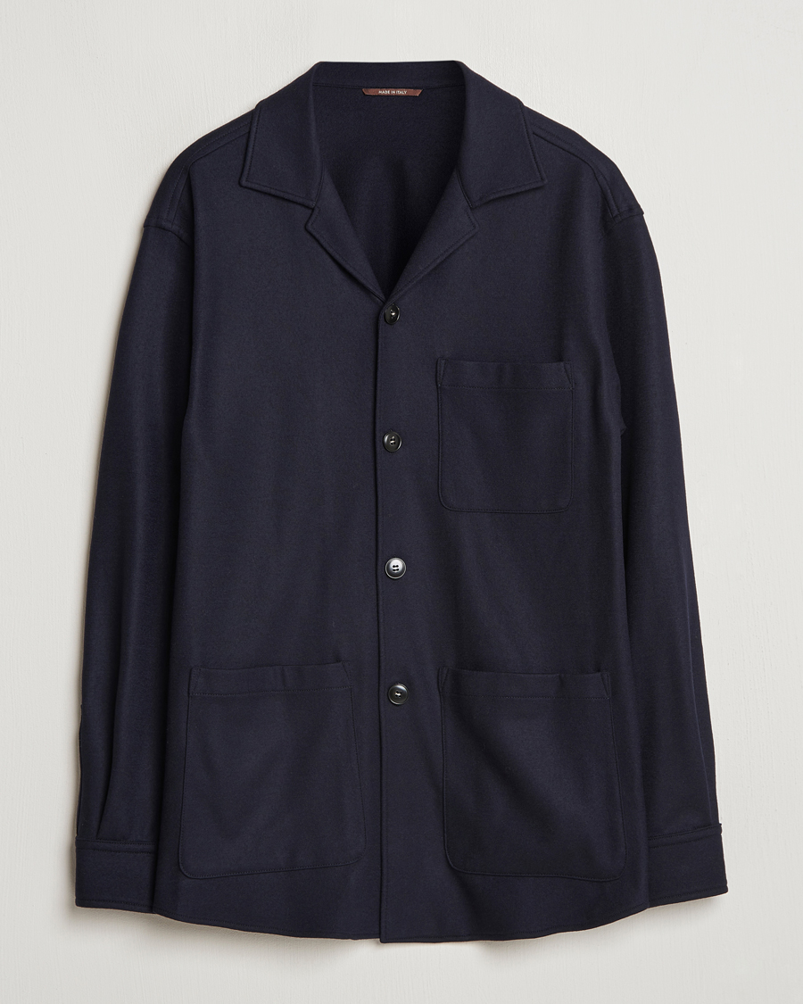 Herr | Jackor | Canali | Wool Shirt Jacket Navy