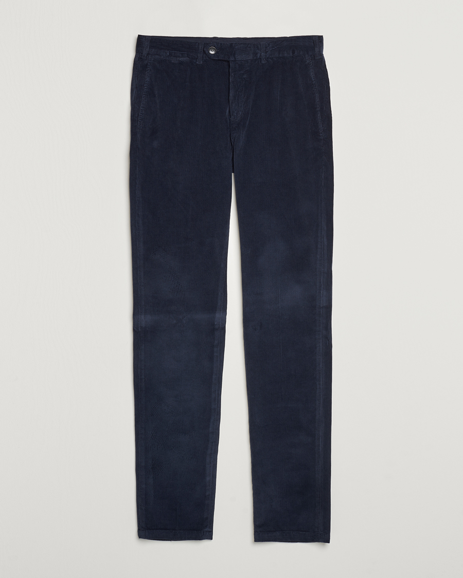 Herr | Byxor | Canali | Slim Fit Corduroy Trousers Navy