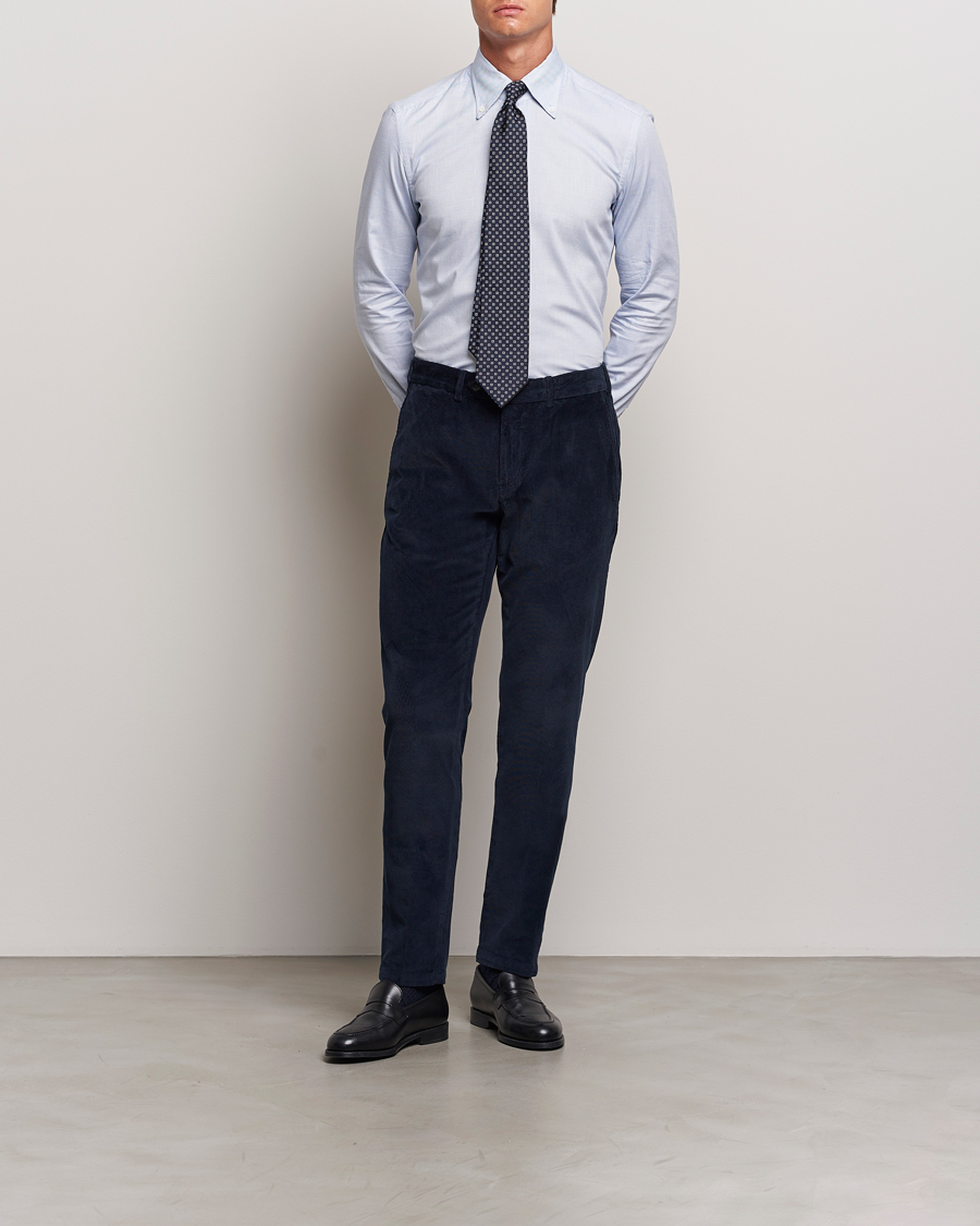 Herr | Byxor | Canali | Slim Fit Corduroy Trousers Navy